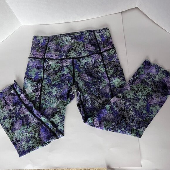 Lululemon Fast & Free Crop II Nulux 19"Vivid Vision Multi Black Size 6 - Picture 5 of 16